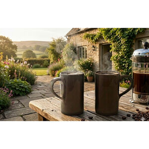 Pottery Barn Studio Mugs by Barbara Eigen Tall Coffee Mugs Set of 2 Brown